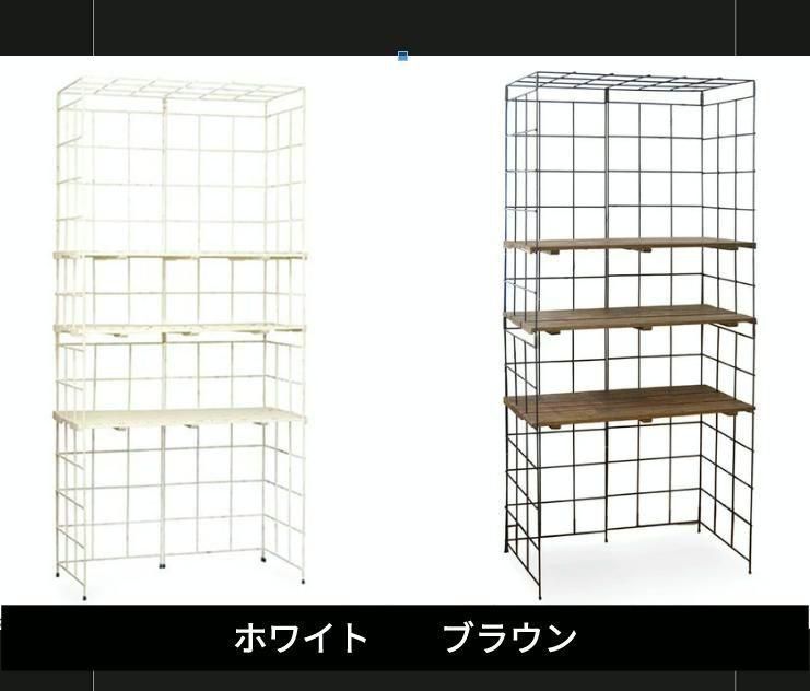 シャビー 板9枚付き 自在ラック ホワイト ノックダウンディスプレイ