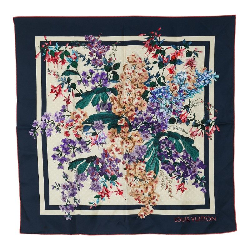 ルイ ヴィトン フラワー 花柄 ネイビー マルチカラー シルク レディース LOUIS VUITTON 228-34624