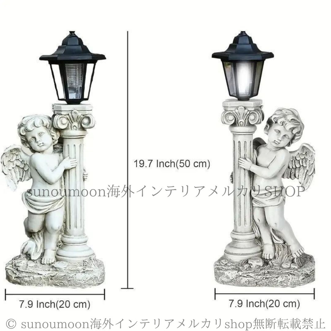  オブジェ ガーデンライト 置物 天使 自動点灯 ソーラー 充電式 おしゃれ かわいい ガーデニング 置き型 外灯 庭 ベランダ 屋外 照明 樹脂製 4-7 その他 園芸用品