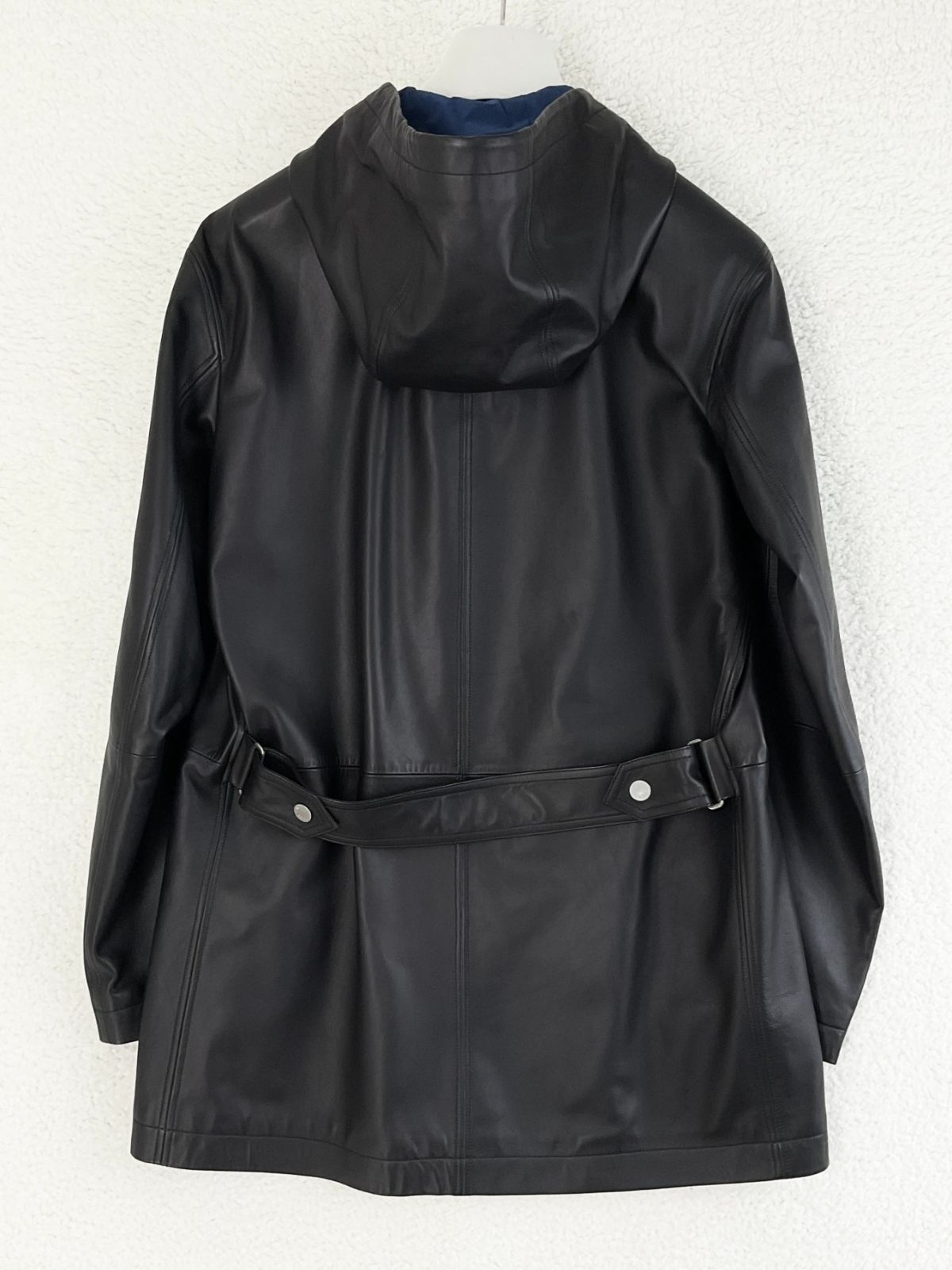 【新古品】HERMES 下札付 オーダー品 Wジップシープスキンコート 50 極美品 HERMES エルメス 50 ブラック 下げ札付き オーダー品 W