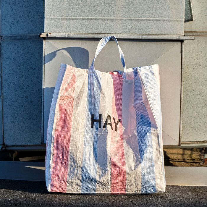 【新品未使用】 クラウディ ハンドバッグ キャンバス　イエロー　ストライプ HAY エコバッグ ヘイ CANDY STRIPE SHOPPER XL 特大 トート