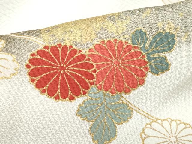 平和屋着物▽本塩沢 単衣 150亀甲 色紙花文 正絹 逸品 AABC0449fy