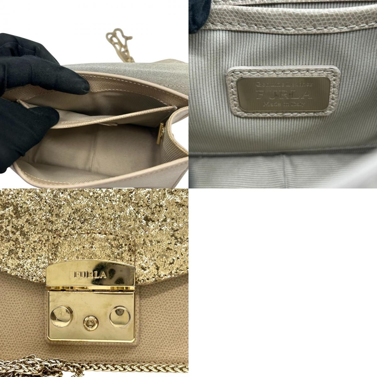 美品】FURLA フルラ メトロポリス チェーンショルダーバッグ ミニ  