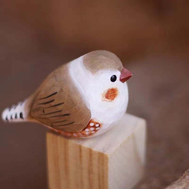 鳥好きさんへのプレゼント 置物 木彫り 文鳥 天然木 彫刻 置き物 置物 木彫り アニマル 木彫りの置物 インテリアオブジェ かわいい オカメインコ アニマル雑貨 動物 デザイン 雑貨 木製彫刻