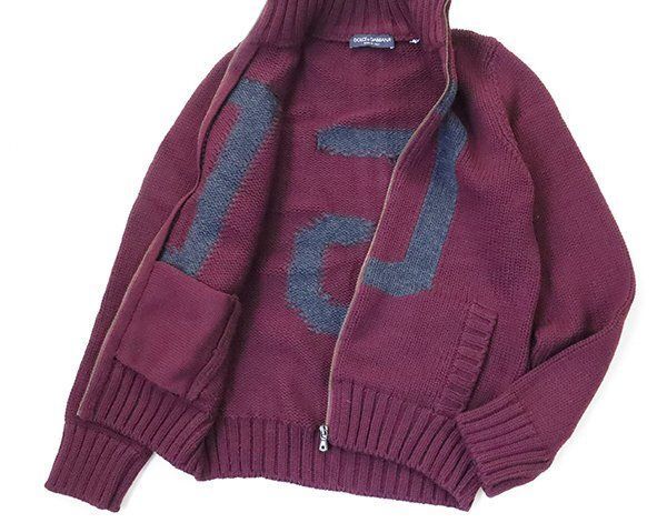 【関税&送料込み】Dolce & Gabbana Knitted Jacket DOLCE&GABBANA ◇DGロゴ織 ニットブルゾン ボルドー サイズ48