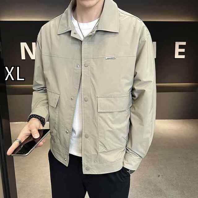 [XL]メンズ  服 シンプル ファッション オシャレ 大人 かっこいい 大きいサイズ ストリート 紳士服 ワークジャケット 春秋 快適 ジャケット カジュアル シンプル 単品ブレスト トップス