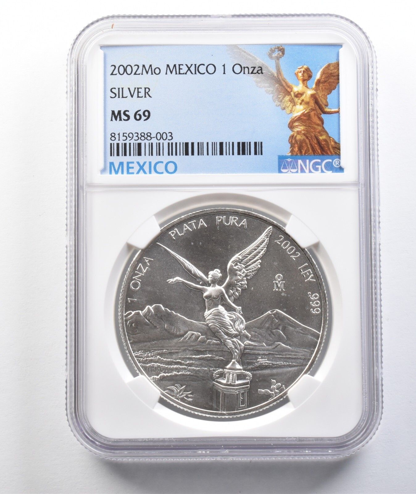 2002 Mo メキシコ 1 オンザ シルバー リベルタ MS69 NGC *5542