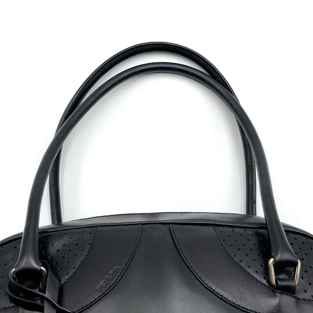PRADA ブラック ミニボストンバッグ PRADA プラダ ボーリングバッグ ミニボストンバッグ パンチング