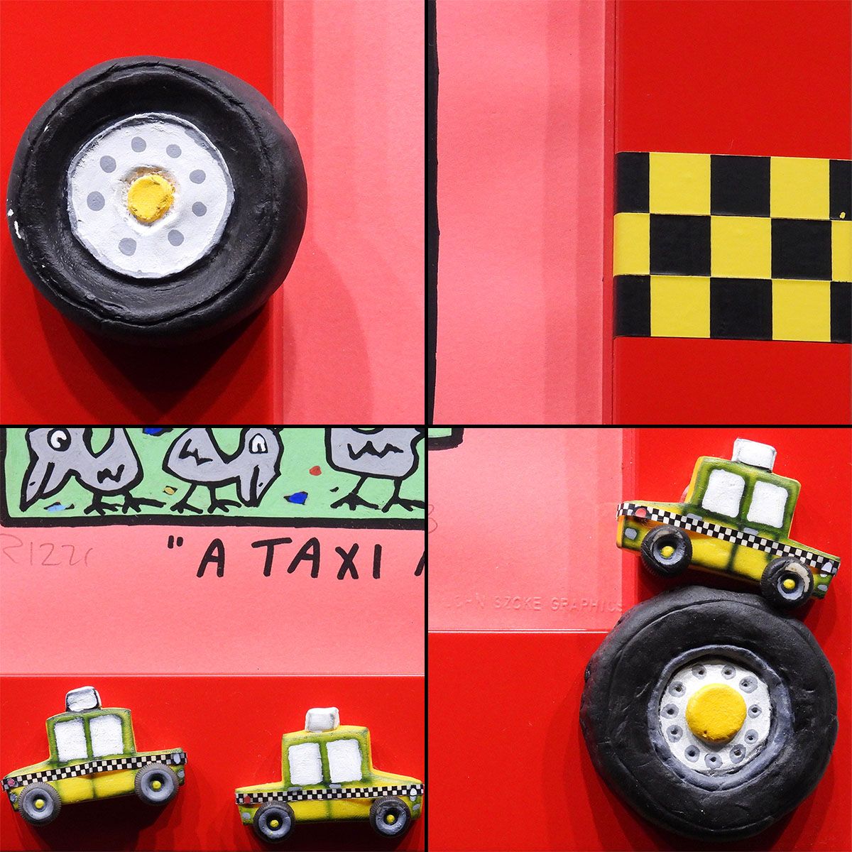 ジェームス・リジィ タクシー 風景画 ポップアート 特別額装 原画 絵画 真作 ジェームス・リジィ A taxi and some pigeons 風景画 タクシー