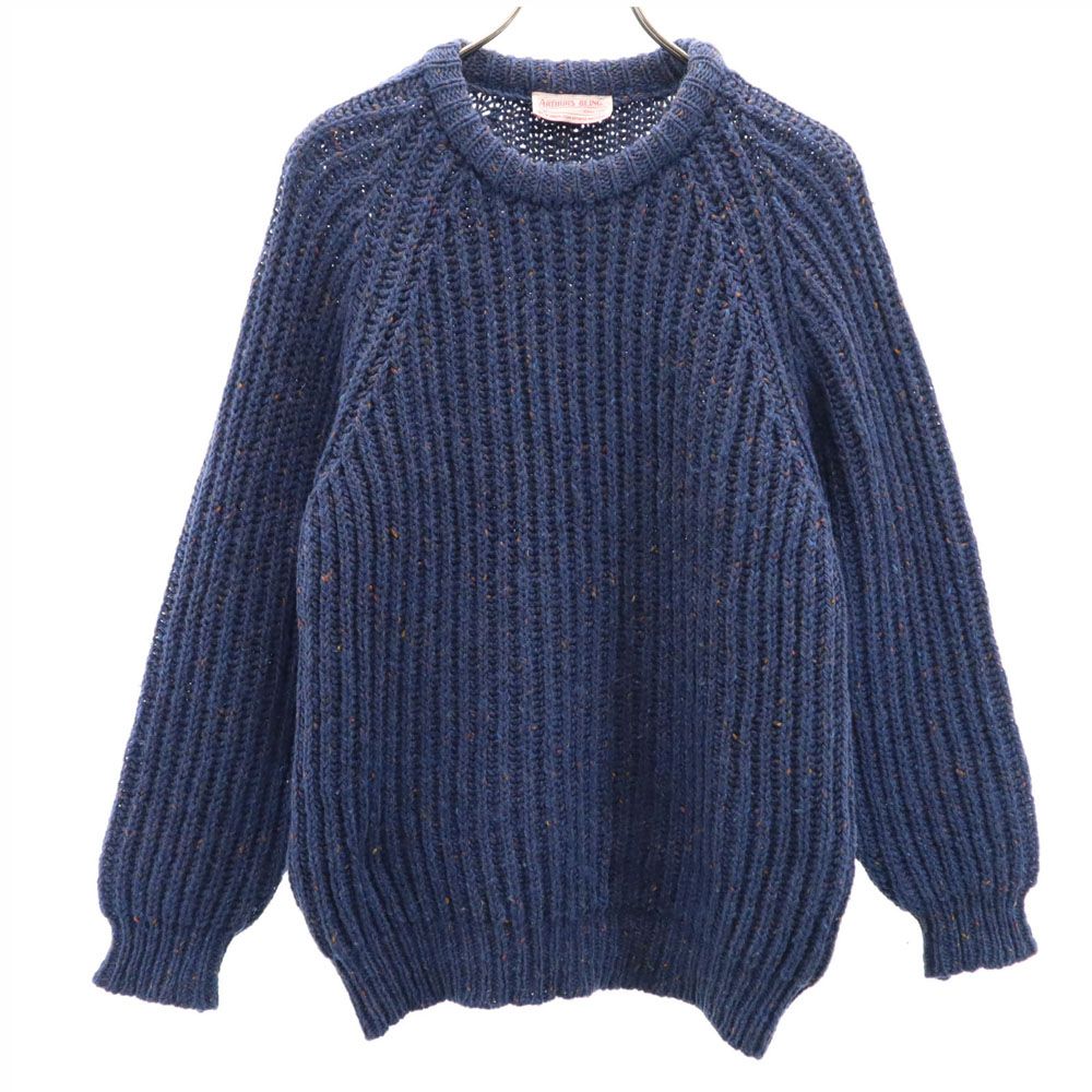 アーサーズビーング 80s 90s ブリティッシュウール オールド 長袖 セーター M ネイビー ARTHUR'S BEING ニット ネップ入り メンズ
