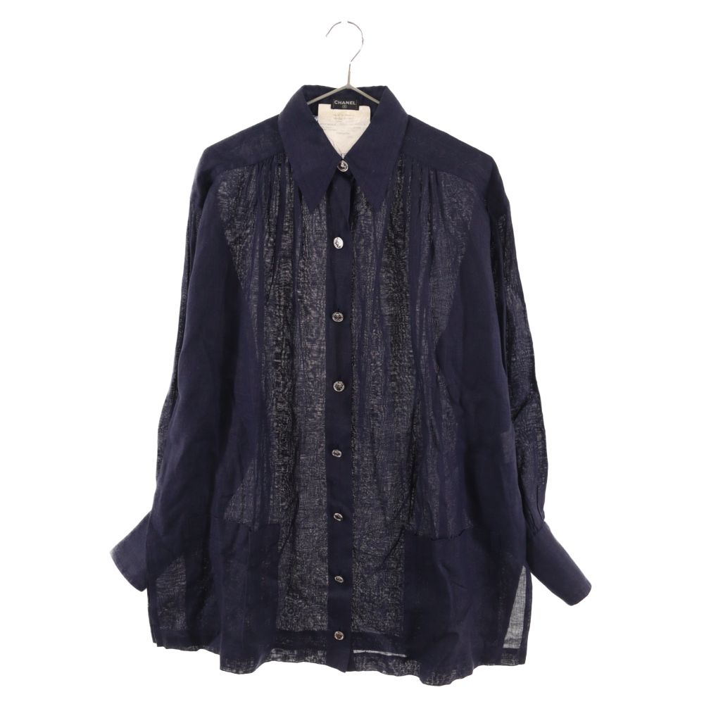 CHANEL (シャネル) OLD オールド シルバーボタン リネンギャザー加工 