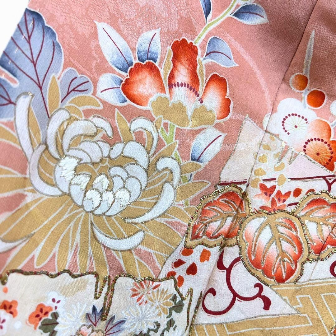 アンティーク 刺繍 金駒刺繍 乱菊模様 訪問着 着物 035w - メルカリ