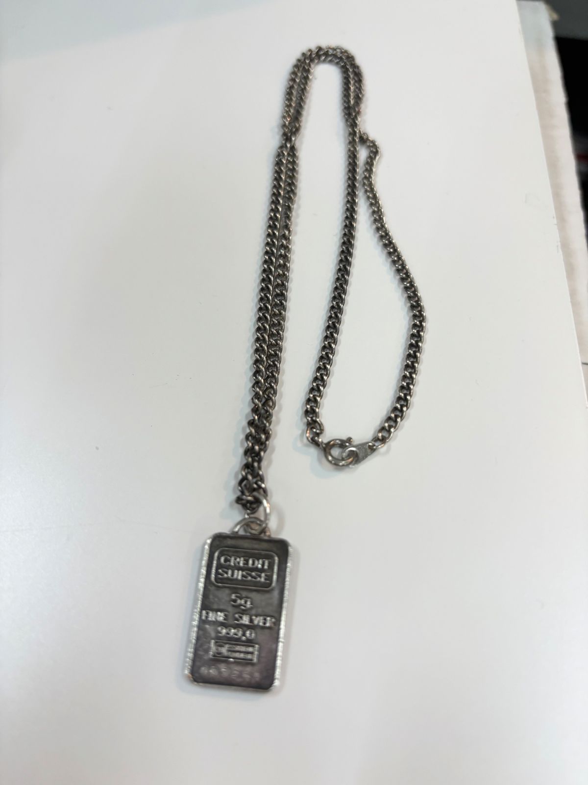 SILVER 999 インゴット ネックレストップ5g CREDIT SUISSE シルバー 