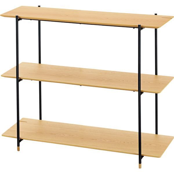100%新品，得価 本棚 ブックシェルフ 幅108cm 3段 オーク スチール 組立品 リビング ダイニング ベッドルーム インテリア家具 店舗 本棚・本収納