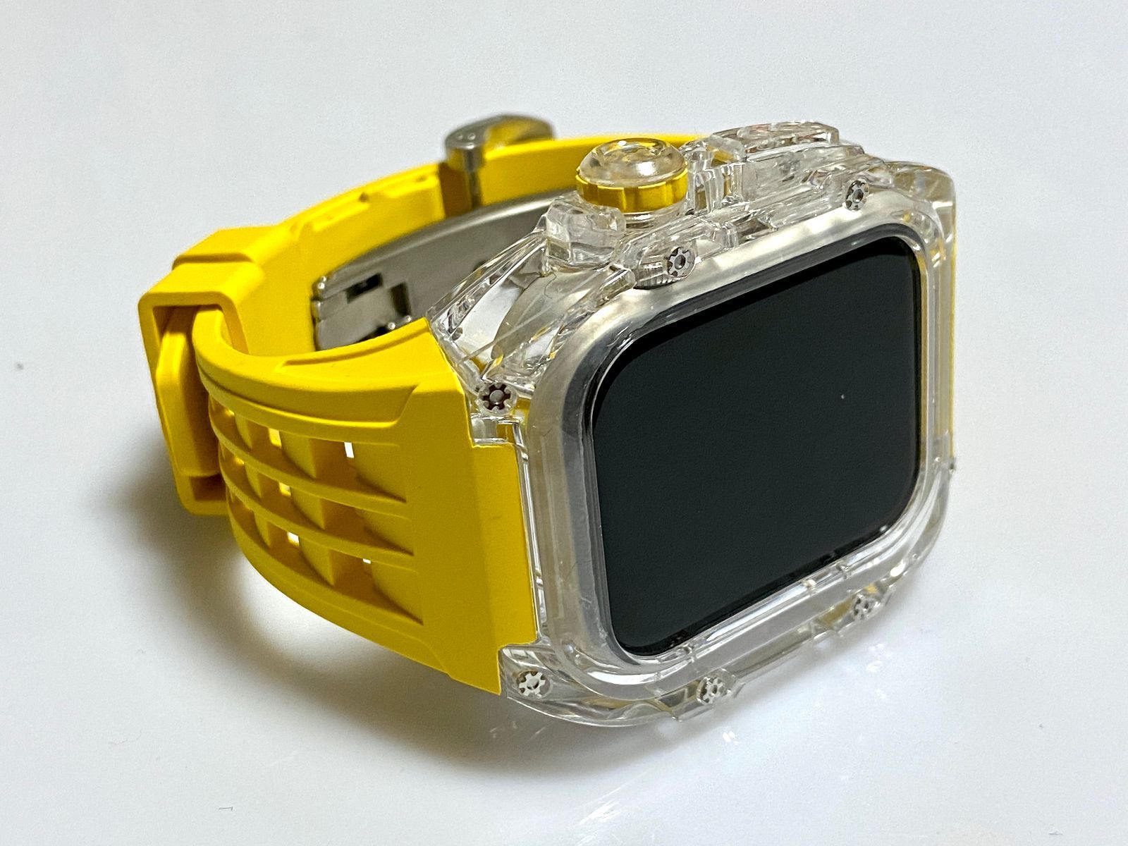 B☆Apple Watch バンド FKMラバーベルト クリアケース カバー-