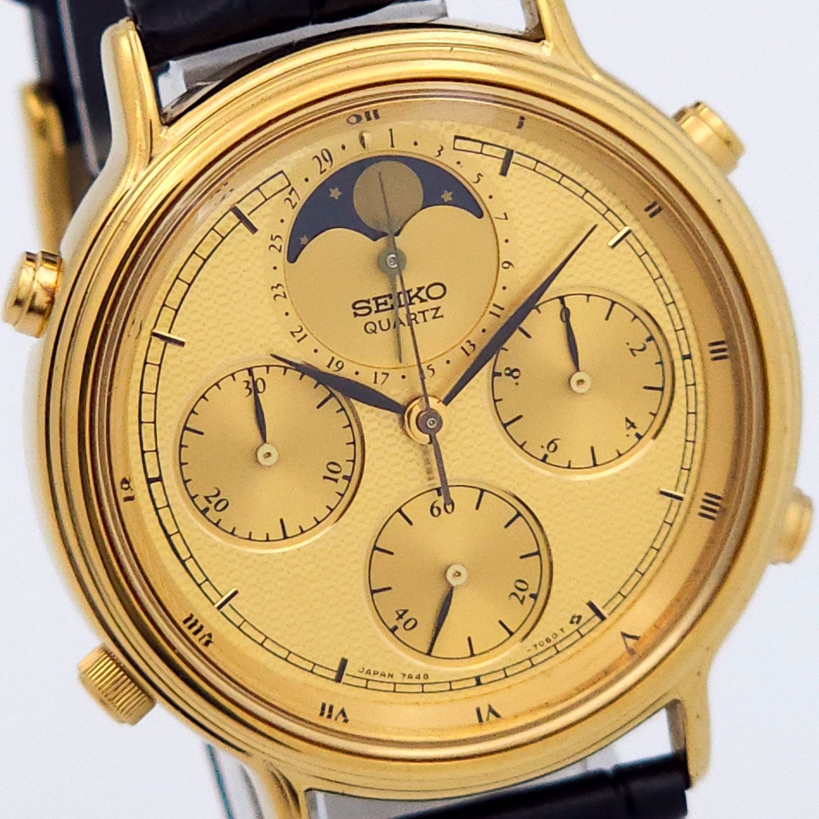 ☆良品 SEIKO セイコー ムーンフェイズ クロノグラフ 7A48-702A QZ