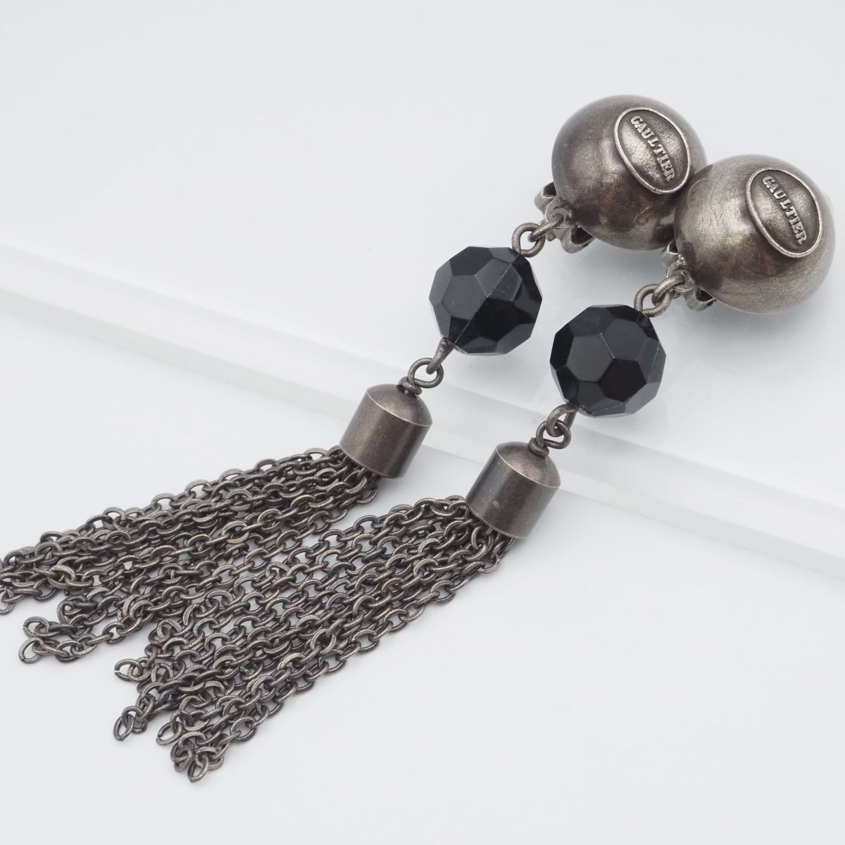 Jean Paul GAULTIER 3連ネックレス/ロゴドックタグ/オニキス