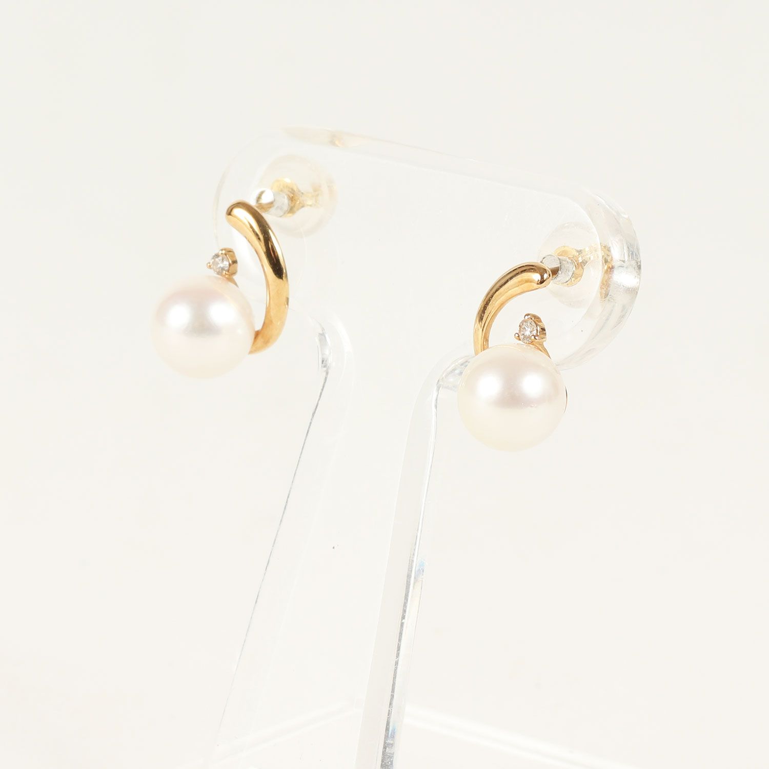 TSUTSUMI ツツミ K18YG アコヤ真珠 ピアス | 両耳用 | ダイヤモンド