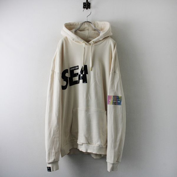PUMA - 美品 2022 PUMA x WIND AND SEA プーマ ウィンダンシー HOODIE ロゴ プルオーバーパーカー XL/ライトベージュ【2400013239271】 美品 2022 PUMA x WIND AND SEA プーマ ウィンダンシー HOODIE