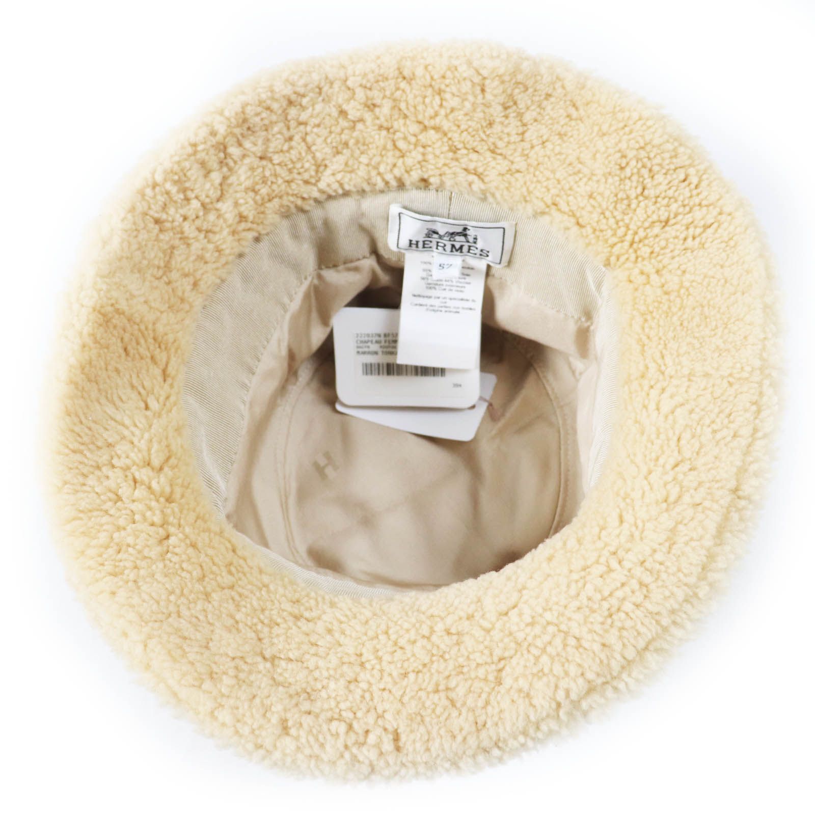 未使用品◎HERMES エルメス フォーヴ レザーワッペン付き ムートン