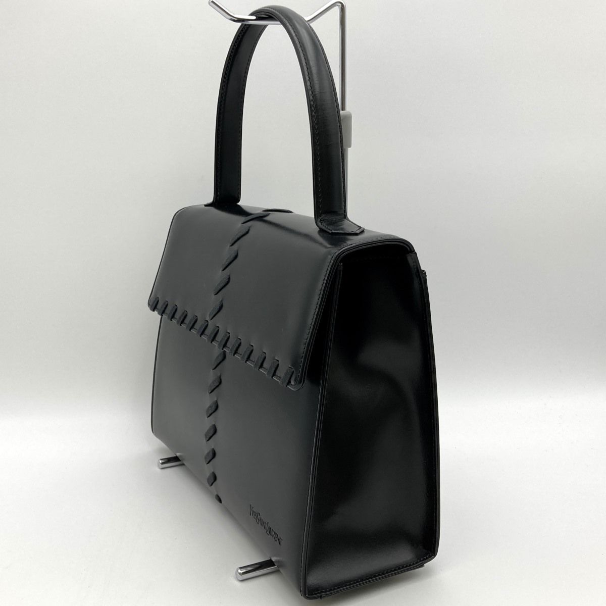 美品 YVES SAINT LAURENT イヴ・サンローラン ハンドバッグ ステッチ 