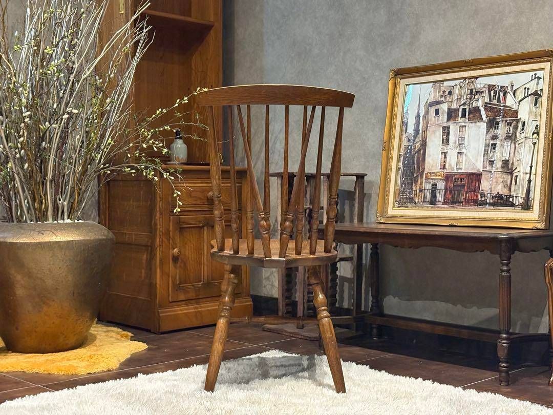 KMK 無垢材 ウィンザーチェア スポークチェア 飛騨産業 アンティーク  
