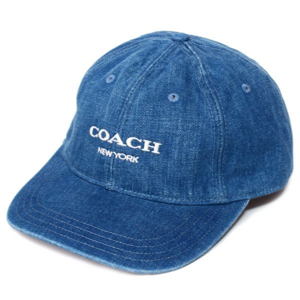 【新品未使用】 コーチ COACH フルロゴデニムキャップ 　帽子  　青