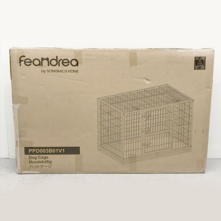 D8576 犬 ケージ 大型犬用 ダブルドア付き トレー付き ペットケージ ハウス 大型 組立簡単 室内外兼用 ペットサークル ペット用品 FEANDREA PPD003B01V1