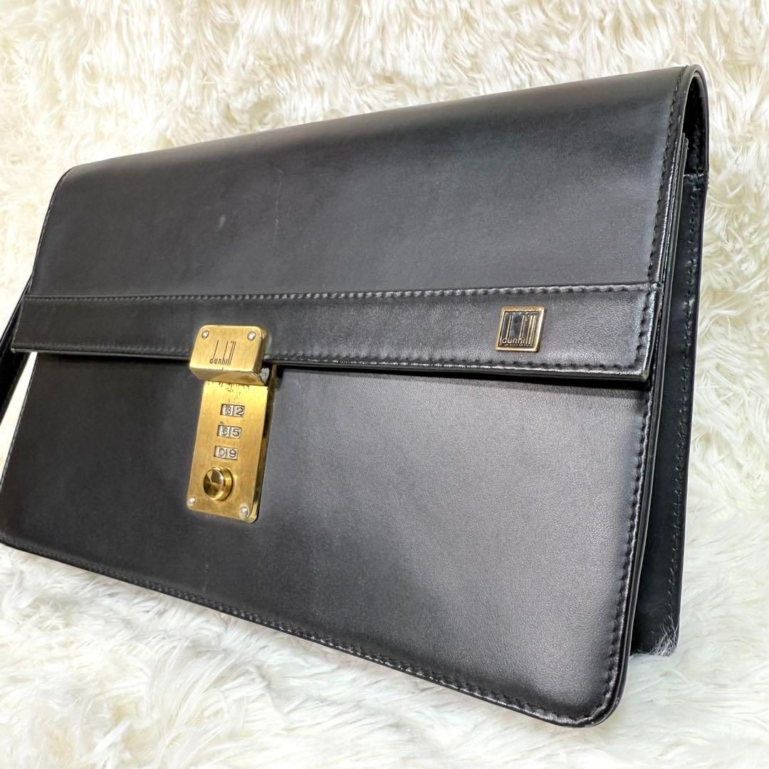 dunhill ダンヒル 金金具レザークラッチバック セカンドバッグ