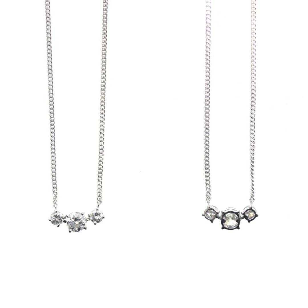 Pt900 ペンダントトップ ダイヤ3石 1.01ct刻印 / Pt850 喜平ネックレス