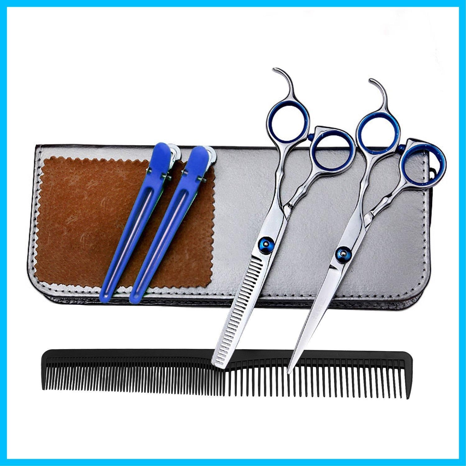 【人気商品】，【特価商品】，【特価】理容師 初心者 くし 家庭用 ヘアピン ハサミ２本セット【カットバサミ・すきバサミ】 子供の散髪 プロ用高級シザー セフルカット すきバサミ ヘアカ
