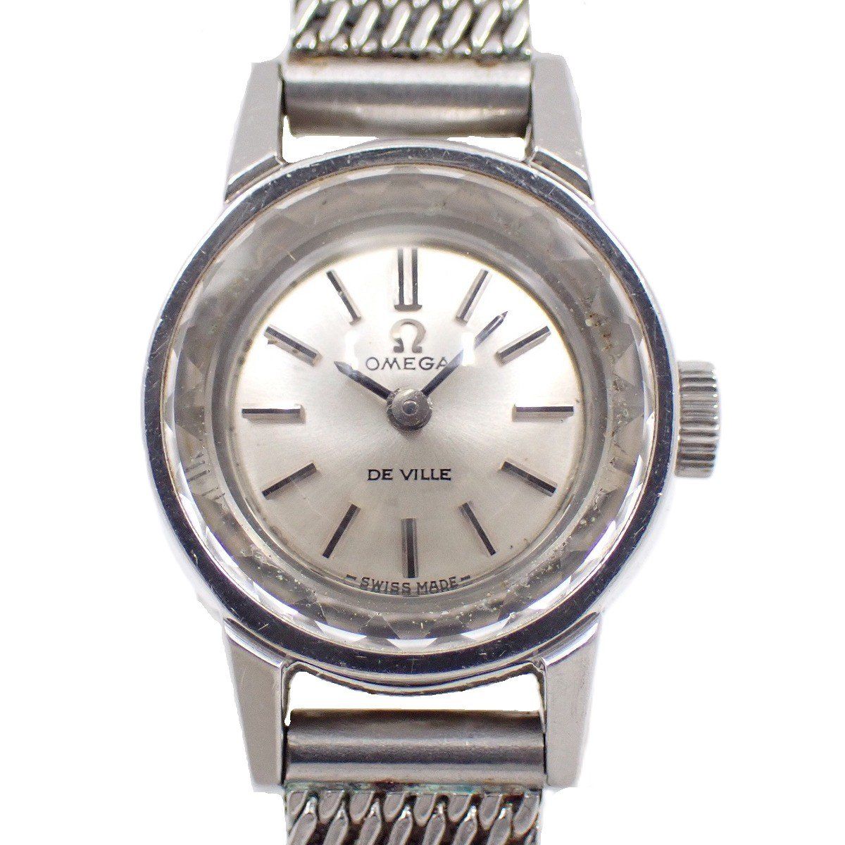 訳あり品】オメガ デビル 手巻き レディース 腕時計 カットガラス