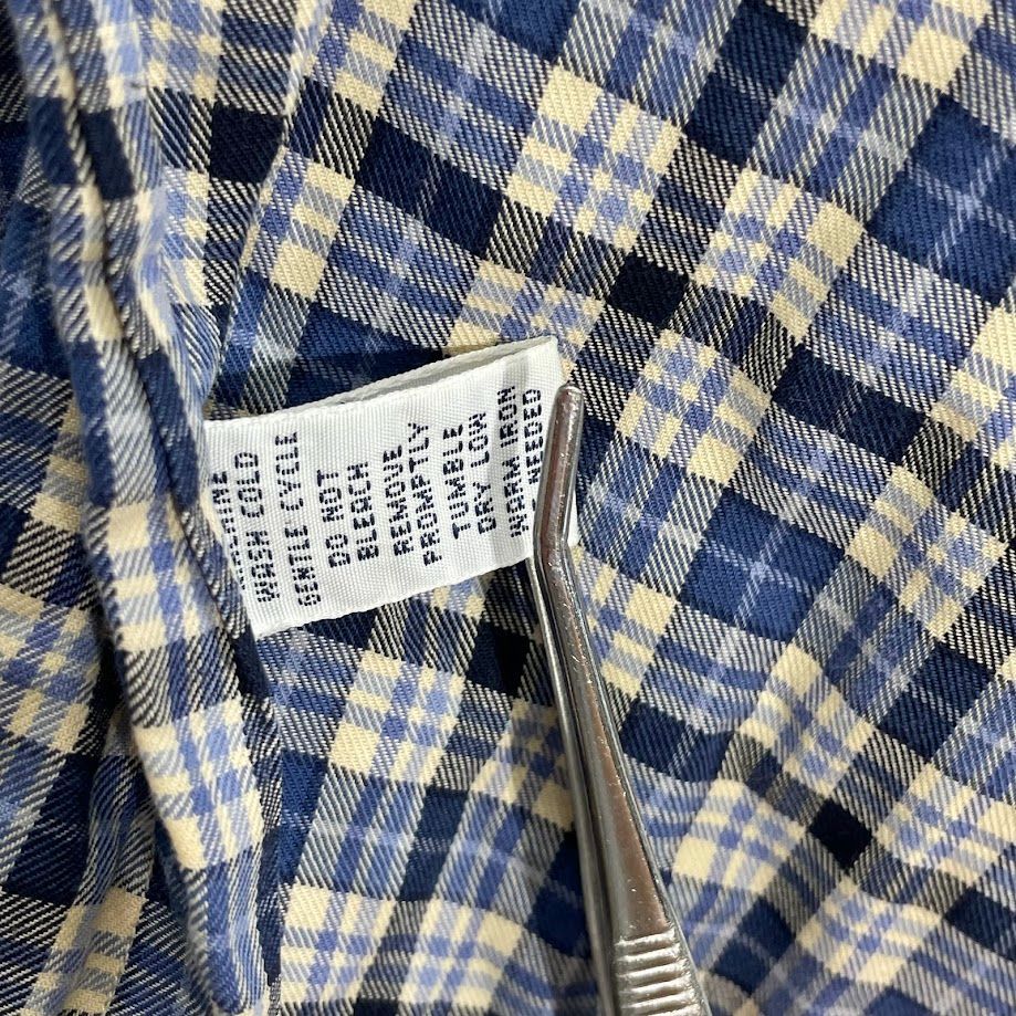 美品♪ラルフローレン コットン S 長袖シャツ 刺繍ポニー チェック ブルー Ralph Lauren ラルフローレン ポニー刺繡 チェックシャツ 長袖