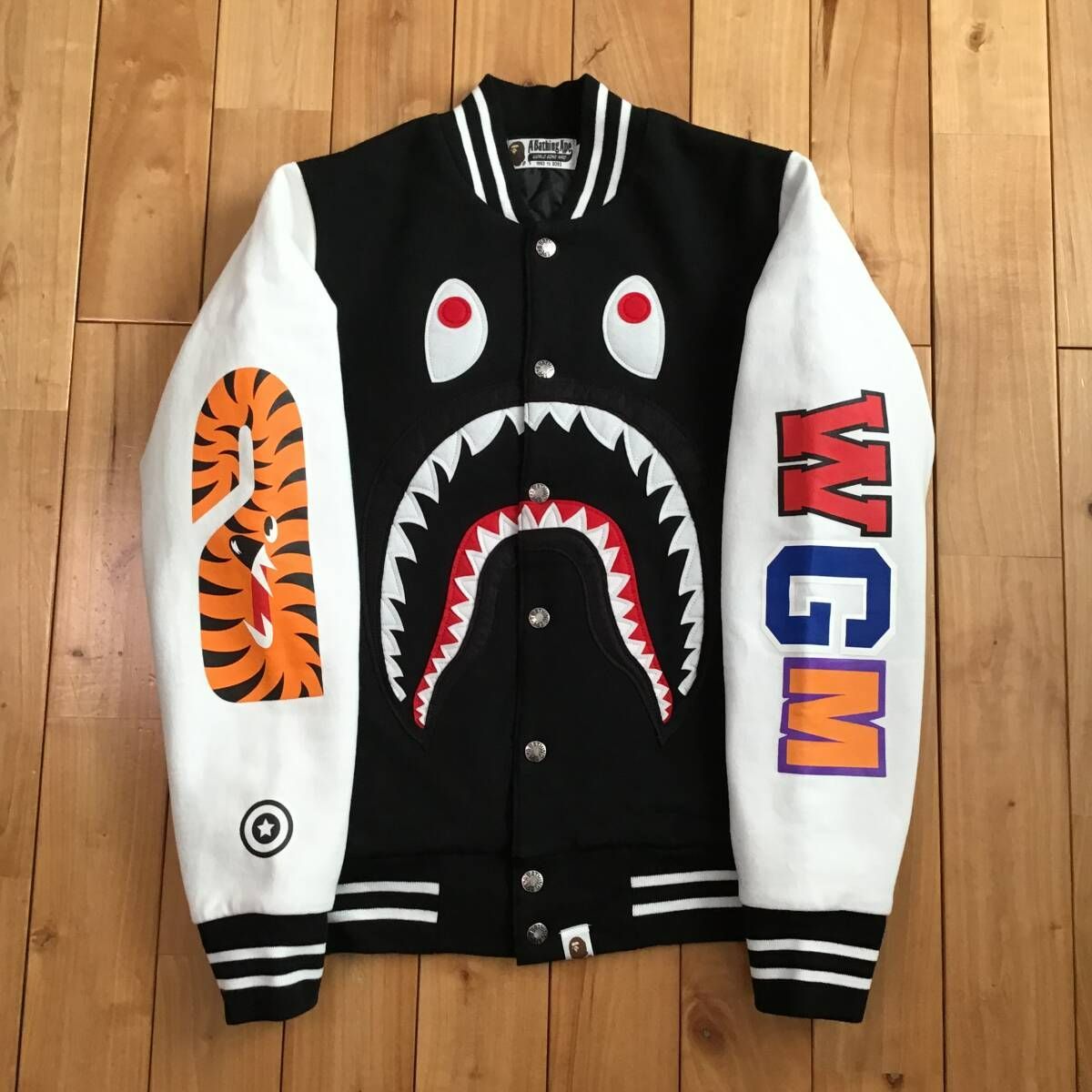 SHARK SWEAT VARSITY JACKET Sサイズ black a bathing ape BAPE
