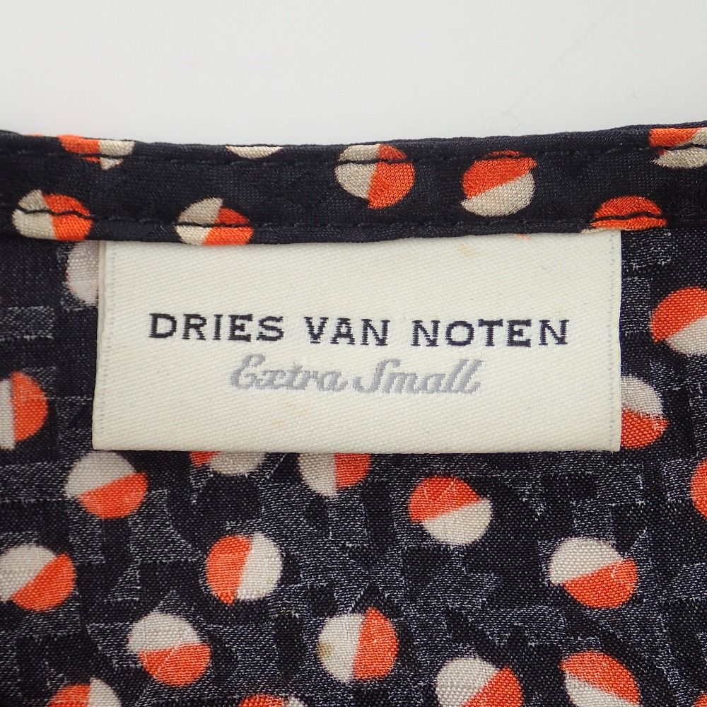 DRIES VAN NOTEN ブラックxレッド シルク カプセル柄 ドット