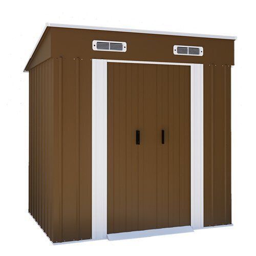 ブラウン 物置 屋外 大型 倉庫 大型物置 戸外収納庫 物置 防水|耐侯 収納 ガーデン|庭|田畑|農場 頑丈 大容量 スチール 引き戸