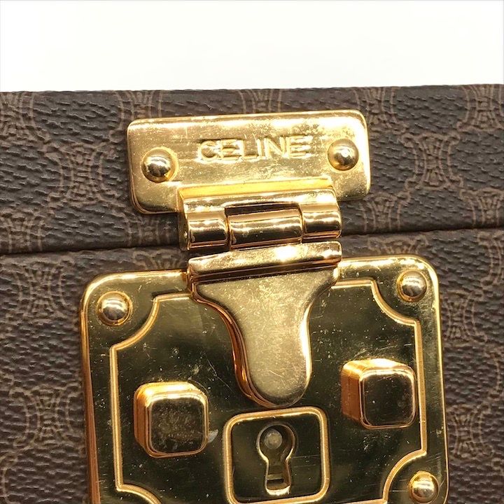良品 CELINE セリーヌ マカダム柄 ロック式金具 トランクケース