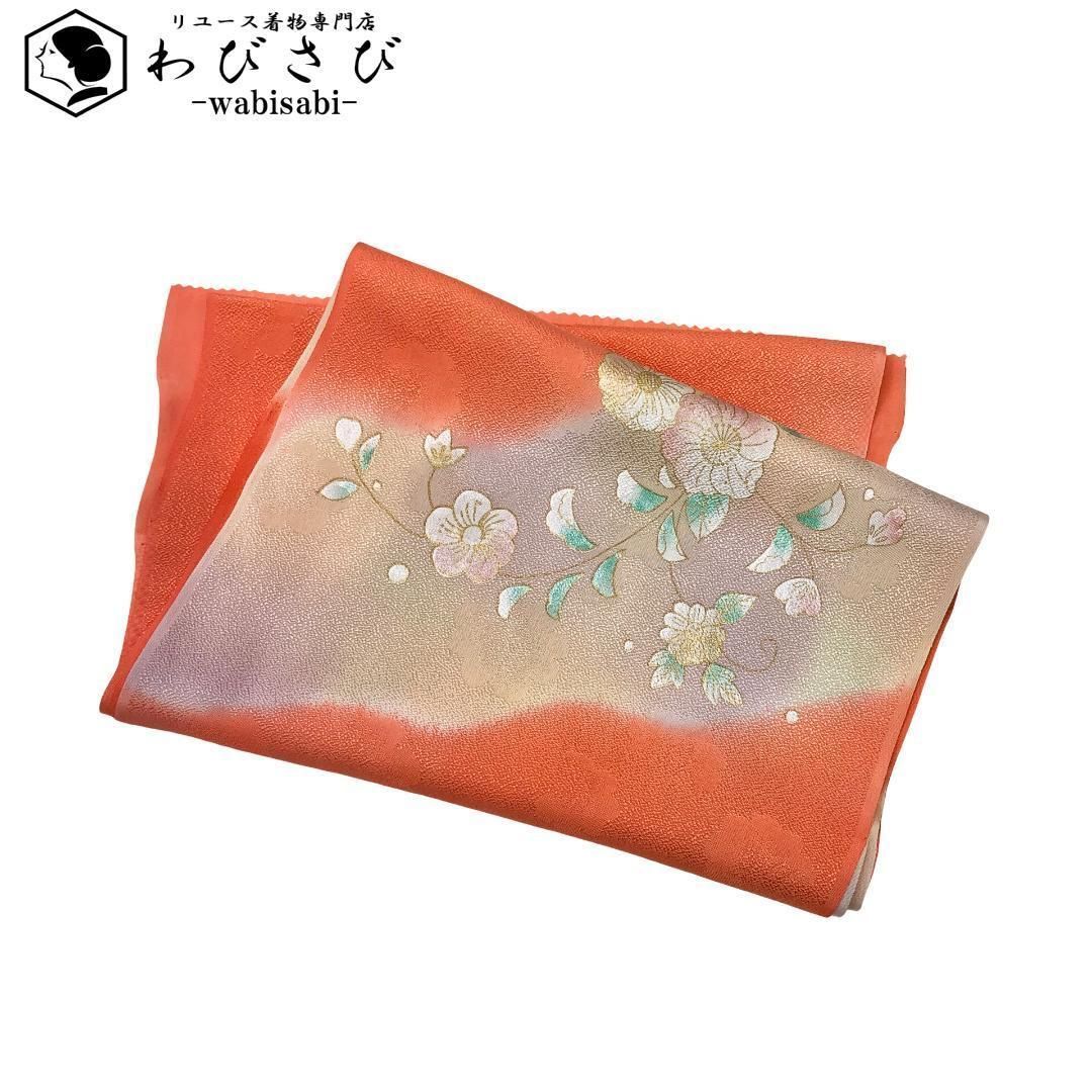 夏着物 浴衣 有松鳴海本絞り 花柄模様 青褐色 K-5089（和装小物 帯揚げ  