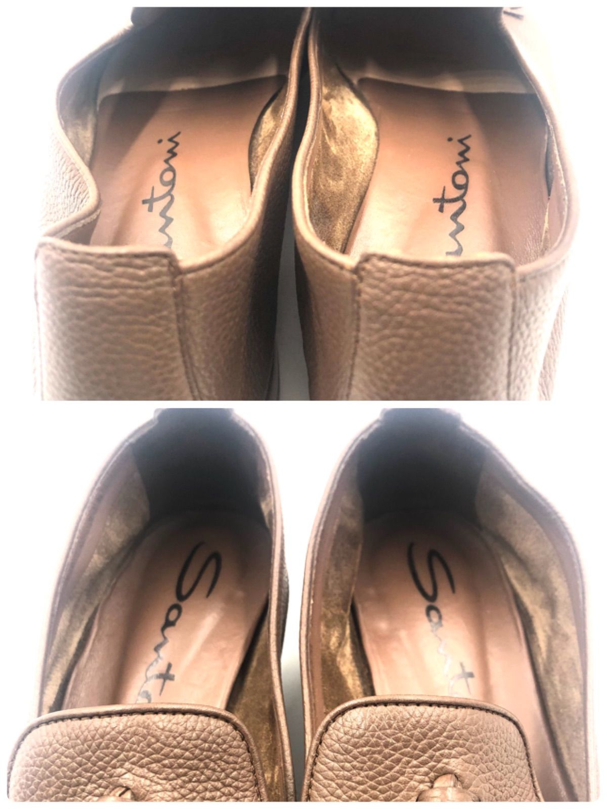 ★美品★ SANTONI レディース　タッセル本革ローファー　イタリア製37.5 □美品□Santoni サントーニ タッセルローファー レザー 本革