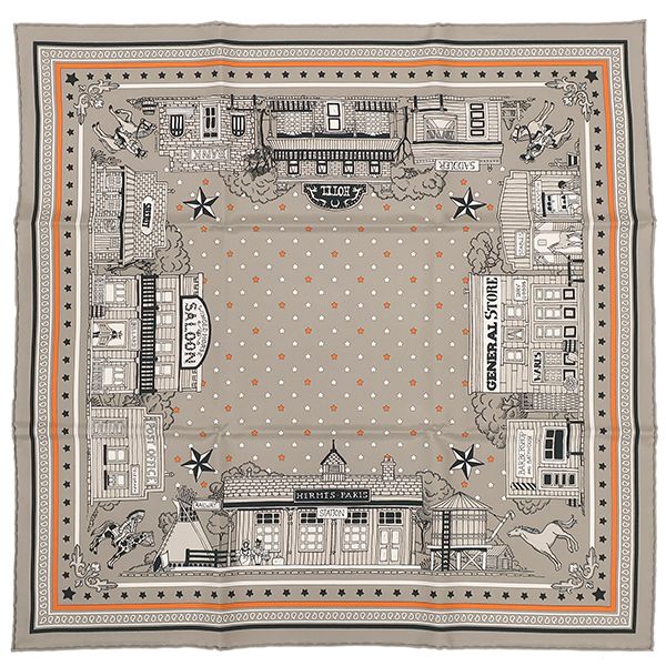 エルメス HERMES スカーフ カレ55 CARRE シルク グリサンドル