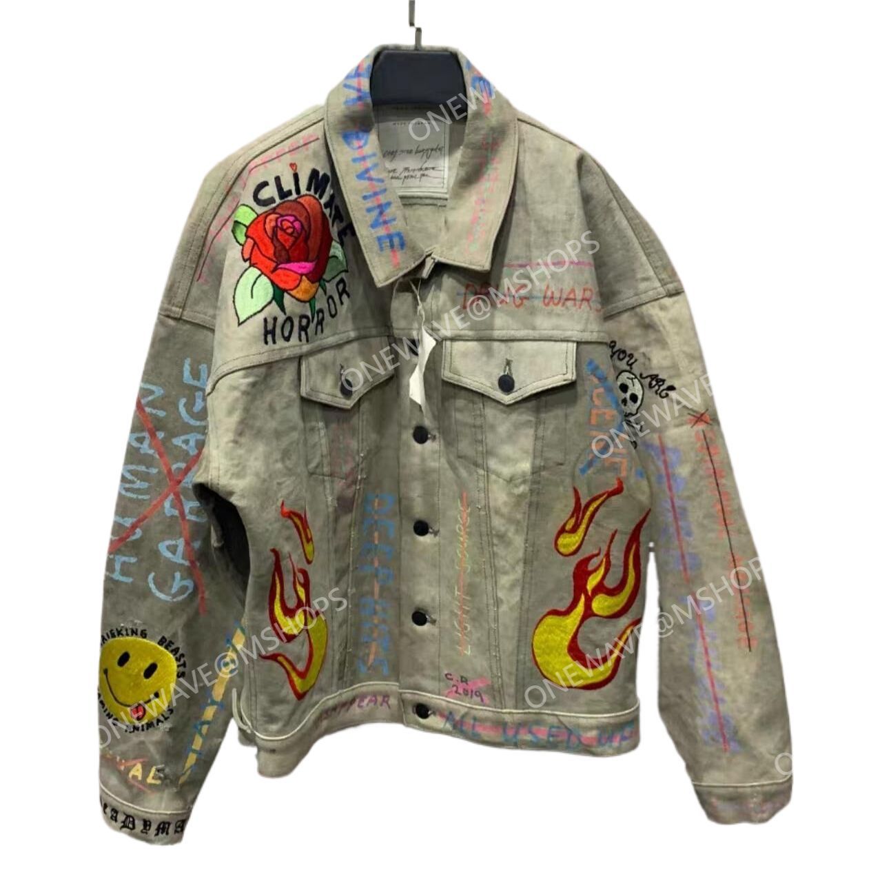 Readymade Men's Embroidered Denim Jacket グラフィック ジャケット