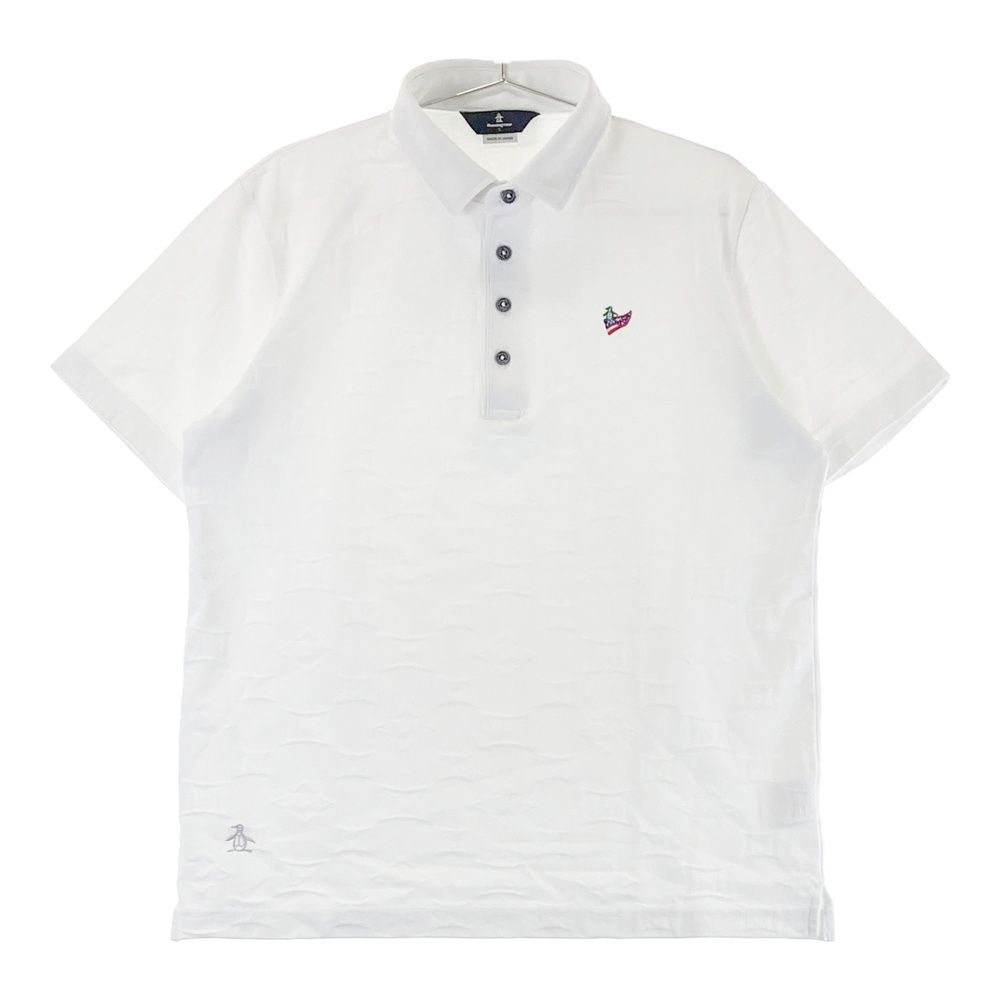 Munsingwear メンズ ポロシャツ L ホワイト ペンギン刺繍 良品 マンシングウェア Munsingwear メンズ 長袖ポロシャツ Lサイズ