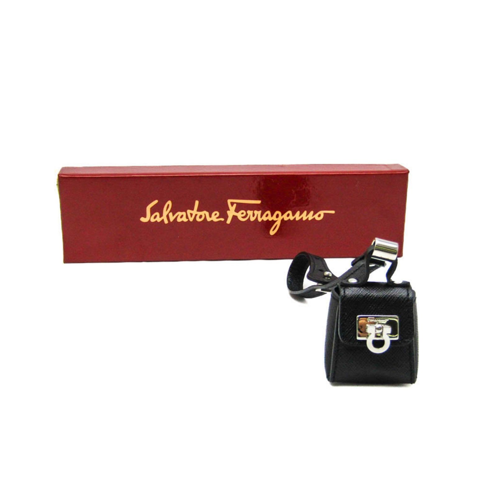 chi様 Ferragamo フェラガモ バッグチャーム ガンチーニ サルヴァトーレ・フェラガモ レザー バッグチャーム ブラック