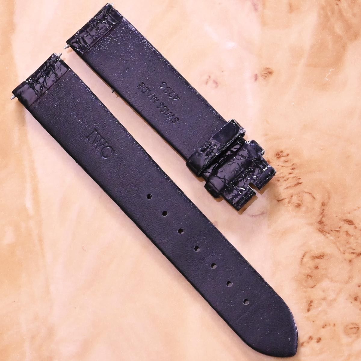 【正規品】新品未使用 IWC レザーベルト 黒 IWC - 未使用 IWC純正 クロコダイルレザーベルト ブラック XS