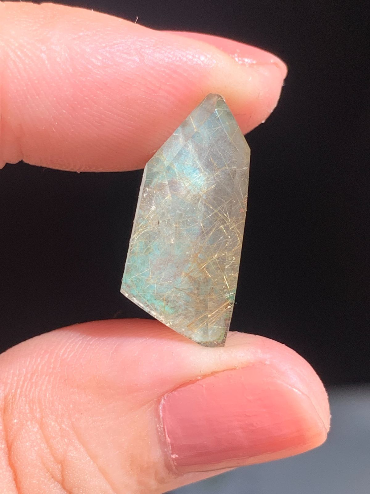 1点もの イエーロージェード×ルチルクォーツ ダブレットストーン