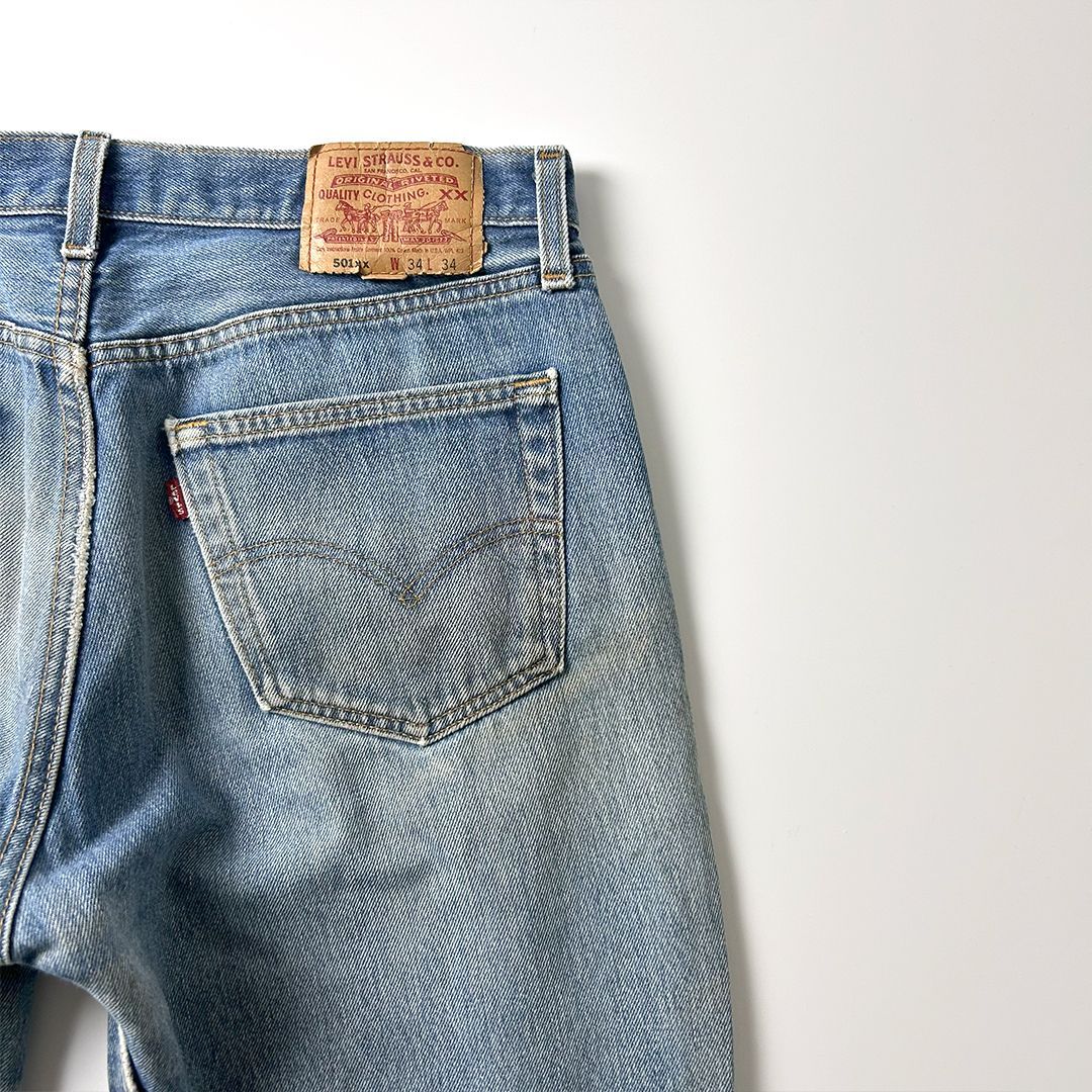 W34/古着 ジーンズ Levis リーバイス 505 メンズ 00s ヒゲ
