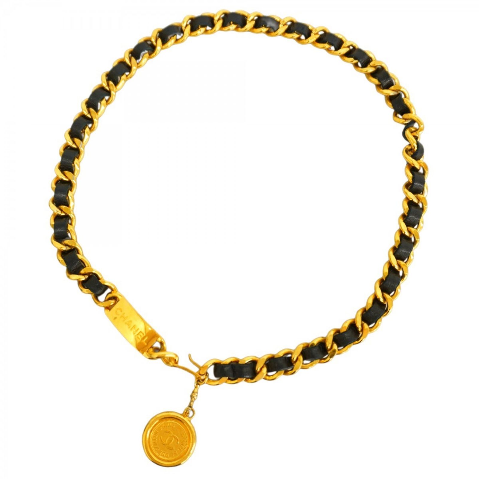 訳あり CHANEL チェーンベルト ゴールド/ブラック チェーン ベルト GP ゴールド ブラック シャネル – RECLO