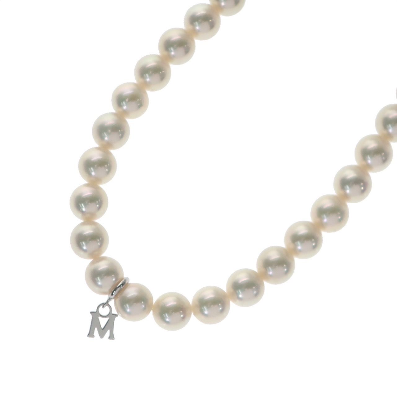 ト送料込 MIKIMOTO ミキモト 真珠ネックレス Mチャーム silver