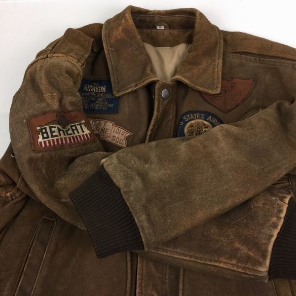 希少Vintage  米軍Bencat 1936 VGC　CHIA　ベトナム/USA空軍ボマージャケット　sizeS〈ブラウン/茶/BROWN〉色　革ジャン/bag〕菅NO.Wメじ62-2 希少Vintage 米軍Bencat 1936 VGC CHIA ベトナム/USA空軍ボマー