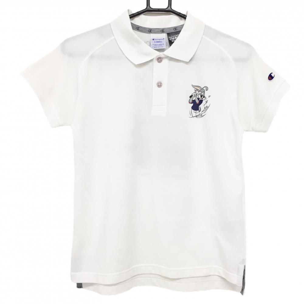 Champion - 【美品】チャンピオン×LOONEY TUNES 半袖ポロシャツ 白 ビームスゴルフ バックプリント レディース X-SMALL ゴルフウェア Champion 美品】チャンピオン×LOONEY TUNES 半袖ポロシャツ 白 ビームス